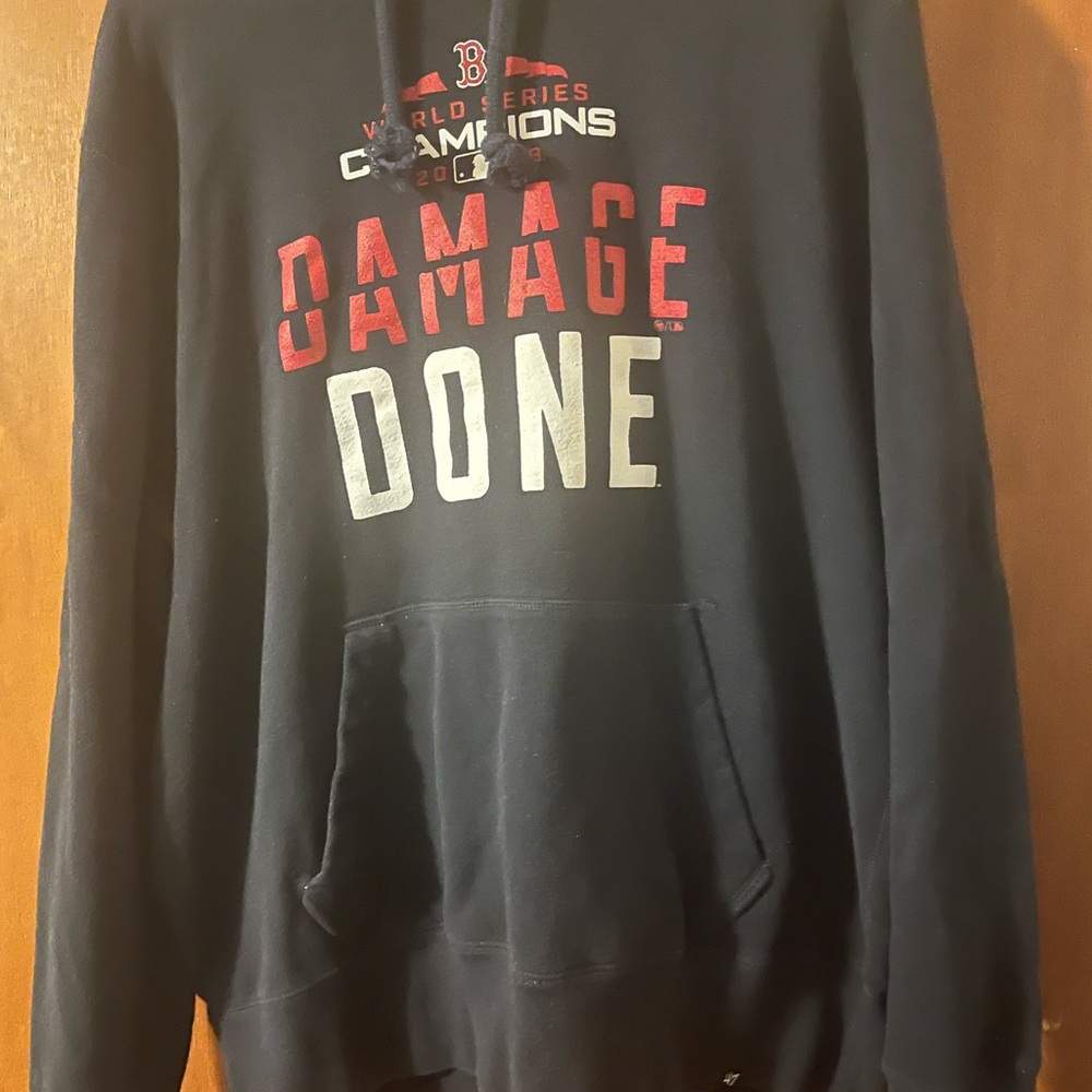 47 Black and Red Hoodie with Bold Text Design